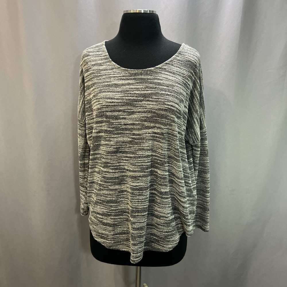 Olive & Oak Blouse Top Womens Small Heathered Gray Scoop Neck Down ShoulderOlive